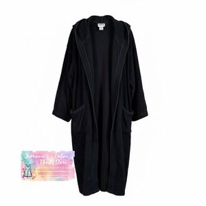 King Size Mens Black Hooded Terry Cloth Bathrobe 100% Cotton 7XL 8XL